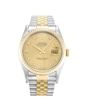 Rolex Datejust Champagne Diamond Dial 16233 Mens 36MM